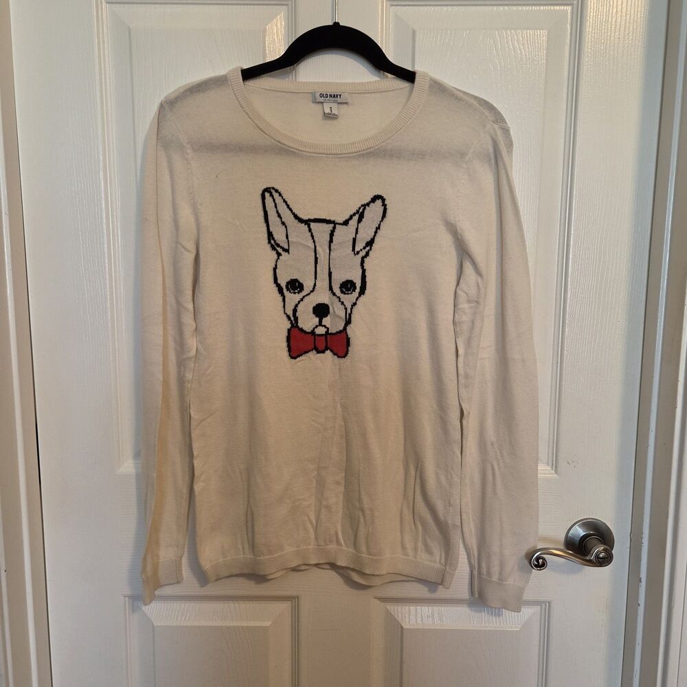 Old Navy Cream Doggie Lightweight Cotton Sweater Women's Size MEDIUM
